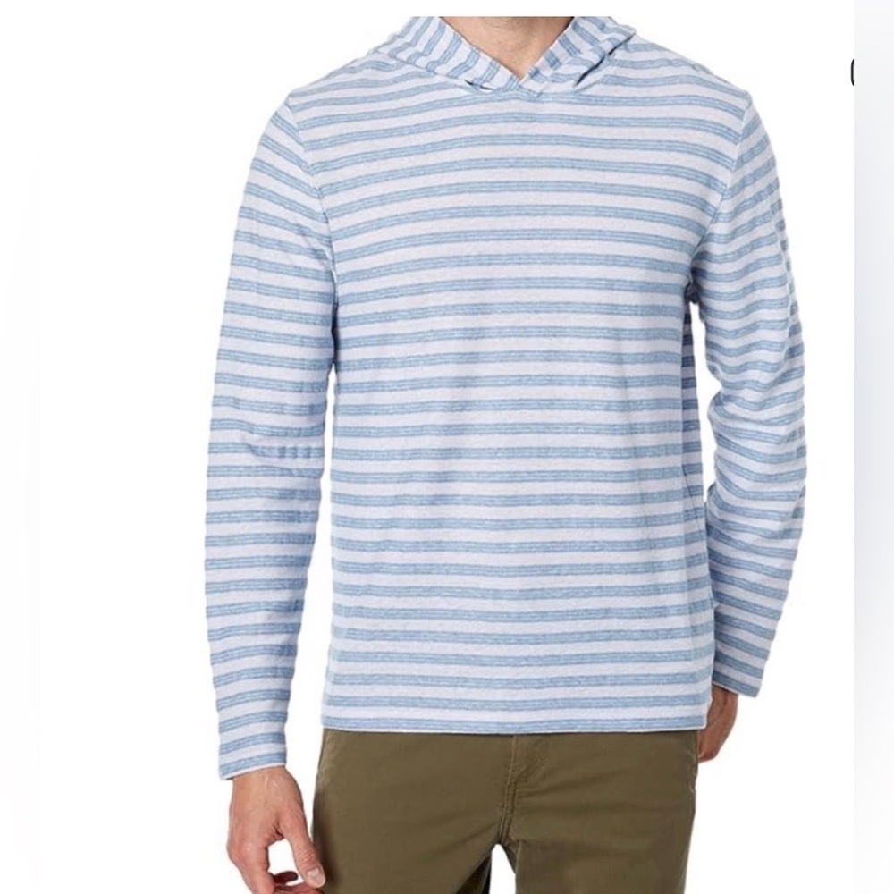 Vince Light Blue and White Striped Top